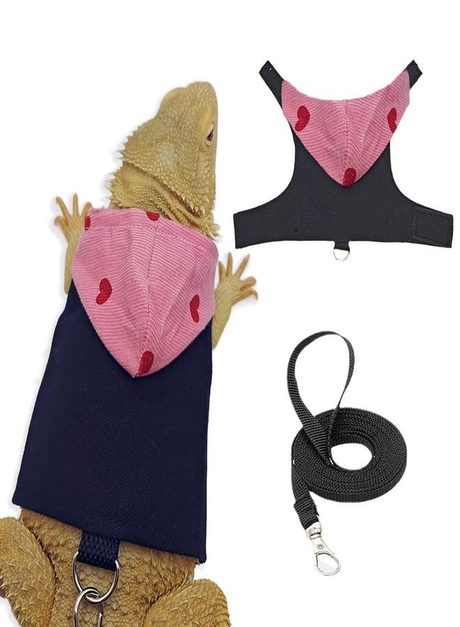 hokable Bearded Dragon Lizard Hoodie Leash Suit Reptile pet Outdoor Chest Harness Chameleon Squirrel Leash Hooded Clothes Suitable for Bearded Dragon Lizard Reptiles（Red hat） - Image 1